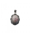 INDIAN PENDANT, EMBROIDERED SILVER AND CINNABAR, FOR WOMEN