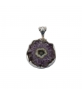 PENDENTIF EN ARGENT ET AMETHYSTE "TRANCHE",COLLECTION INDE, POUR FEMME 