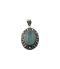 PENDENTIF EN ARGENT ET CALCEDOINE BLEU, COLLECTION INDE, POUR FEMME 