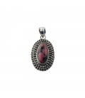 PENDENTIF OVALE EN ARGENT ET RHODONITE, COLLECTION INDE, POUR FEMME 