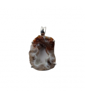 INDIAN PENDANT, SILVER AND GEODE DRUZZY,FOR WOMEN