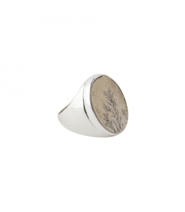 BAGUE INDIENNE EN ARGENT ET PSILOMANE "GERMAN" DENTRITE, POUR FEMME 