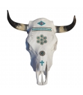 REAL COW SKULL WITH TURQUOISES AND BRONZE, SL Bijoux CREATION