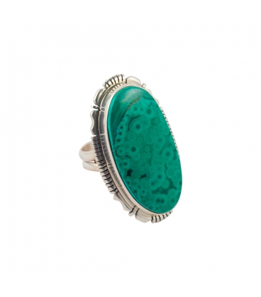 NATIVE AMERICAN NAVAJO RING, SILVER AND "DRY CREEK" TURQUOISE, FOR WOMEN