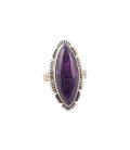 NATIVE AMERICAN RING, SILVER AND BIG AMETHYST , FOR WOMEN,