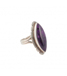 NATIVE AMERICAN RING, SILVER AND BIG AMETHYST , FOR WOMEN,