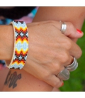 NATIVE AMERICAN NAVAJO CUFF IN EMBROIDERED BEADS by Artist Jacqueline Cleveland