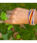 BRACELET MANCHETTE, AMÉRINDIEN NAVAJO, PERLES DE ROCAILLES TISSEES, par Jacqueline Cleveland