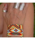 BRACELET MANCHETTE, AMÉRINDIEN NAVAJO, PERLES DE ROCAILLES TISSEES, par Jacqueline Cleveland