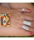 NATIVE AMERICAN NAVAJO CUFF IN EMBROIDERED BEADS by Artist Jacqueline Cleveland