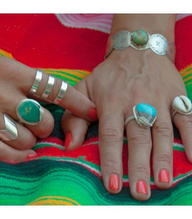 Bracelet Banditas Créations, en Argent et Turquoise,fait main, pour femme