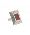 Bague Africaine en Argent travaillé et Cornaline, pour femme