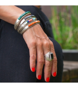 Native American Navajo Bracelet for Woman, Silver and "Red Oyster"