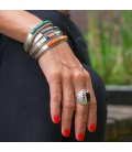 Bracelet Amérindien Navajo, pour femme, Argent et "Red Oyster"