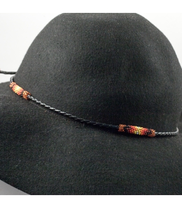 "BIJOU" POUR CHAPEAU, ORIGINE NAVAJO, PERLES TISSÉES, HOMME-FEMME