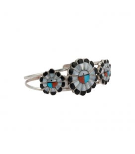 MULTI "SUN" ZUNI CUFF by Marisa Selecion, Multi Stones ON SILVER 925