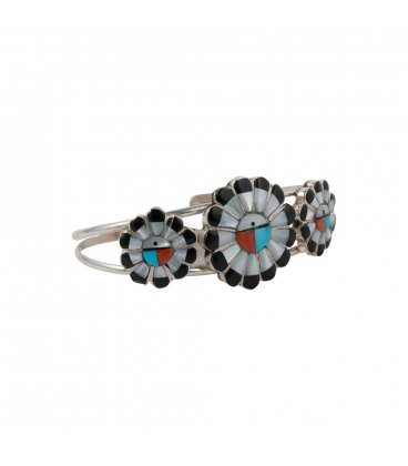 MULTI "SUN" ZUNI CUFF by Marisa Selecion, Multi Stones ON SILVER 925