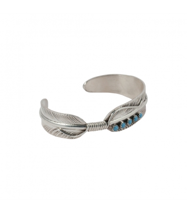 Native American Navajo Feather Bracelet for Woman, Silver and Turquoise