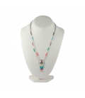 NATIVE AMERICAN LIQUID SILVER NECKLACE, SILVER AND MULTICOLORED STONES, WOMEN AND KIDS