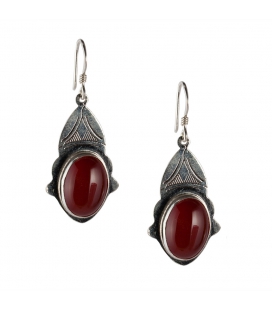  Tuaregs Earrings, Embroidered Silver and Cornaline, women and girls