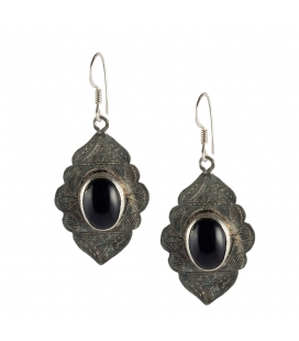  Tuaregs Earrings, Embroidered Silver and Onyx, women and girls