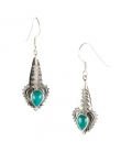 BOUCLES D'OREILLES ARGENT ET CHRYSOCOLA,COLLECTION INDE, POUR FEMME ET ENFANT 