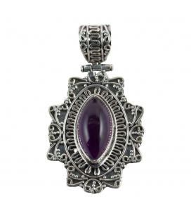  INDIAN PENDANT, SILVER AND AMETHYST, FOR WOMEN,
