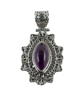 PENDENTIF EN ARGENT ET AMETHYSTE, COLLECTION INDE, POUR FEMME 