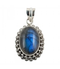 PENDENTIF OVALE ARGENT ET LABRADORITE, COLLECTION INDE, POUR FEMME 