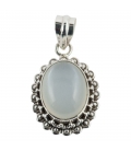 PENDENTIF OVALE ARGENT ET PIERRE DE LUNE, COLLECTION INDE, POUR FEMME 