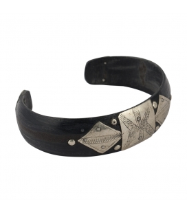 BRACELETS AFRICAINS FINS EN ARGENT ET CORNE, POUR FEMME ET ENFANT