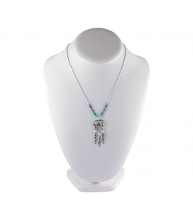 "Liquid Silver" necklace. Mulicolored heart and Silver feathers, for women and girls.