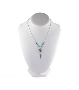 "Liquid Silver" necklace. Thunderbird Silver pendant and multi stones, for women and girls.