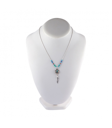 "Liquid Silver" necklace. Thunderbird Silver pendant and multi stones, for women and girls.