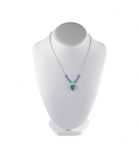 Collier "Liquid Silver", médaillon Zuni cÏur multicolore, pour femme et enfant