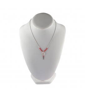 "Liquid Silver" necklace. Mini Dream Catcher, Silver and Coral ,for women and girls .