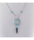 Collier "Liquid Silver", grand Dream Catcher Argent et Turquoise, pour femme et enfant.