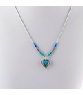 "Liquid Silver" necklace. Zuni multicolored pendant,for women and girls .