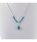 Collier "Liquid Silver", pendentif ovale multicolore, pour femme et enfant.