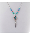 Collier "Liquid Silver", pendentif Thunderbird Argent et multi pierres, pour femme et enfant .