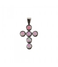 PENDENTIF AMERINDIEN NAVAJO, CROIX ARGENT ET OPALE ROSE , POUR HOMME ET FEMME