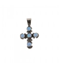 PENDENTIF AMERINDIEN NAVAJO, CROIX ARGENT ET OPALE, POUR HOMME ET FEMME