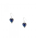 Boucles d' oreilles Zunis "coeur" bleues, Argent et multi pierres, pour femme et enfant 