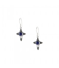 Boucles d' oreilles Navajos " Croix", Argent et Lapis Lazuli, pour femme et enfant