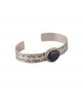 SL Bijoux Creations Cuff, Stamped Silver and "Rainbow Calsilica", for women