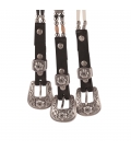 2 strands Leather belts, bone or horn beads, metal Conchos, for men and women, made in USA