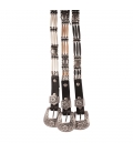 3 strands Leather belts, bone or horn beads, metal Conchos, for men and women, made in USA