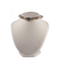 COLLIER "CHOKER" AMERINDIEN 2 RANGS EN CUIR, PERLES EN OS OU CORNE ET "CONCHOS" METAL, FAIT MAIN, POUR HOMME ET FEMME