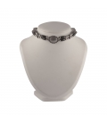 COLLIER "CHOKER" AMERINDIEN 2 RANGS EN CUIR, PERLES EN OS OU CORNE ET "CONCHOS" METAL, FAIT MAIN, POUR HOMME ET FEMME