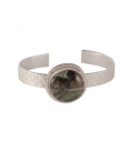 Banditas Creations Cuff, Stamped Silver and "Rainbow Calsilica", for women